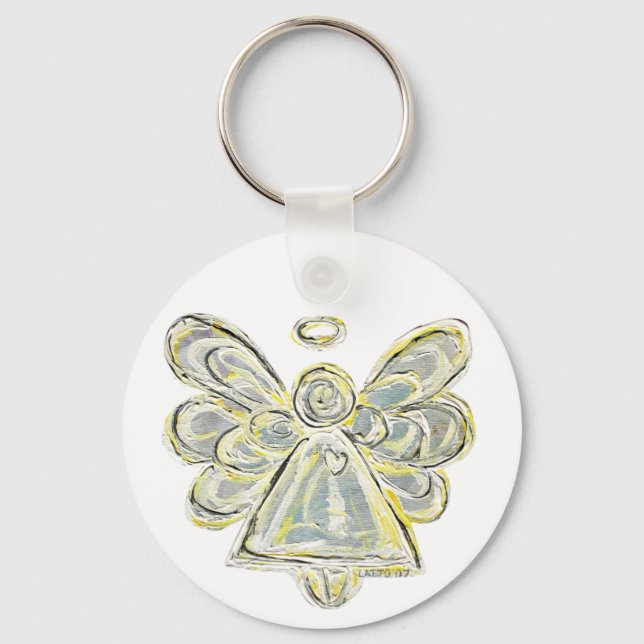 White and Silver Light Guardian Angel Keychain (Front)
