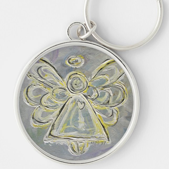 White and Silver Light Guardian Angel Keychain (Front)