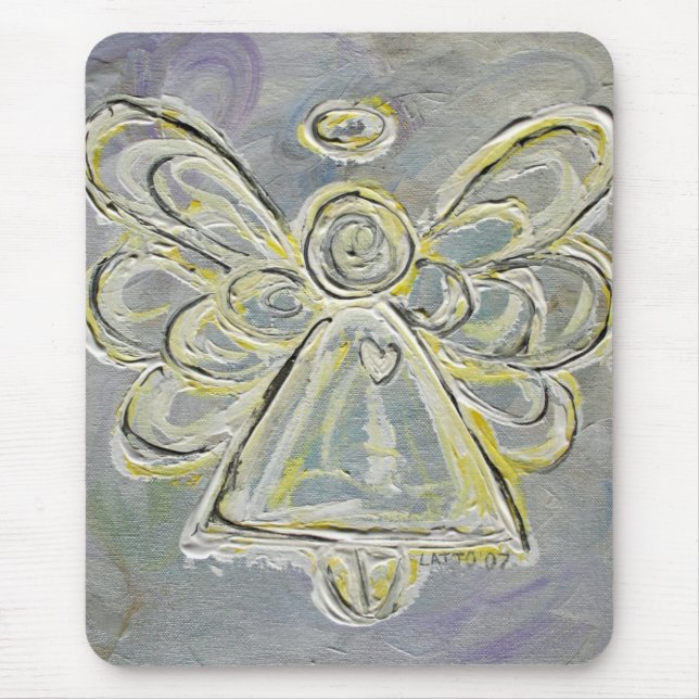 White and Silver Light Guardian Angel Mousepad (Front)