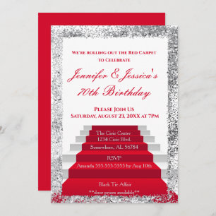 White and Silver Red Carpet Birthday Invitation
