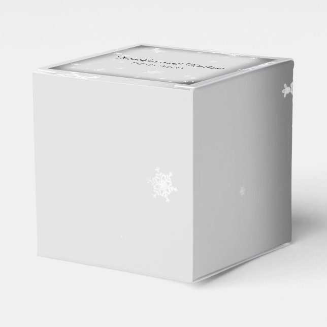 White and Silver Snowflake Wedding Favour Box (Front Side)