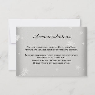 White and Silver Snowflake Wedding Insert Invitation