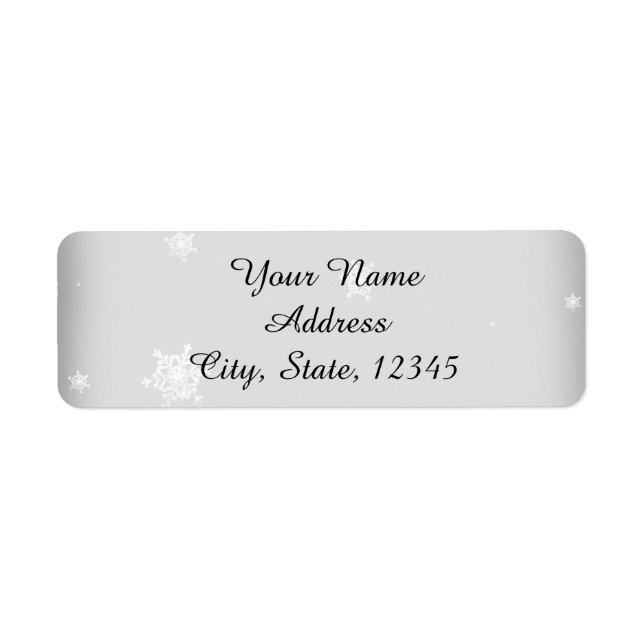 White and Silver Snowflake Wedding Label (Front)