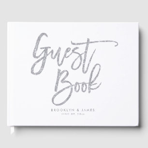 White And Silver Wedding Guest Book