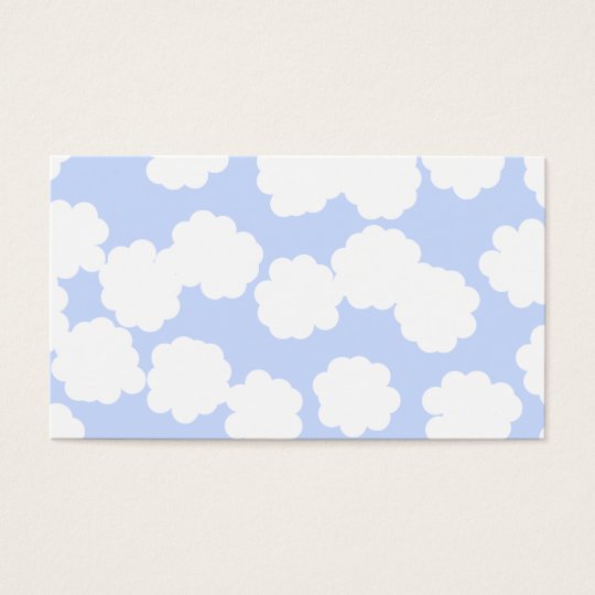 White and Sky Blue Clouds Pattern. Business Card