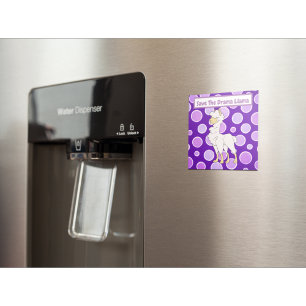 White and Tan Curly Haired Llama on Polka Dots Magnet