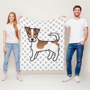 White And Tan Rough Coat Jack Russell Terrier Dog Fleece Blanket