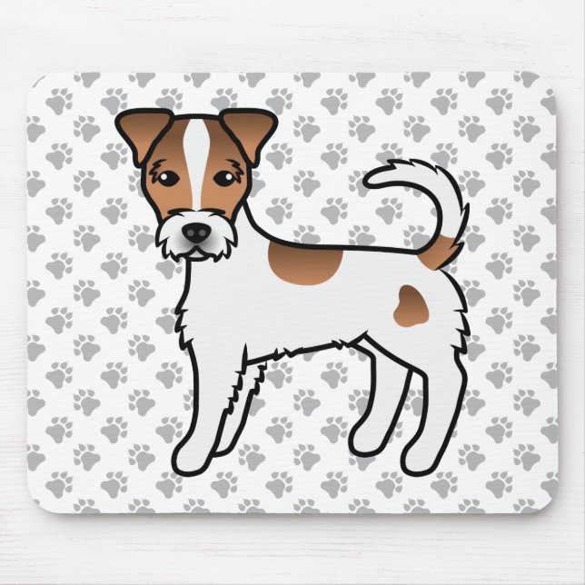 White And Tan Rough Coat Parson Russell Terrier Mouse Mat (Front)