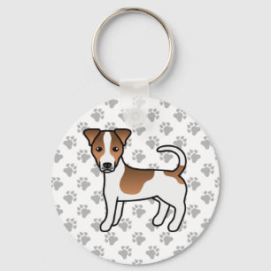 White And Tan Smooth Coat Jack Russell Terrier Dog Key Ring