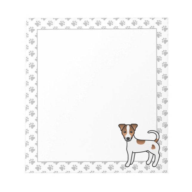 White And Tan Smooth Coat Parson Russell Terrier Notepad (Front)