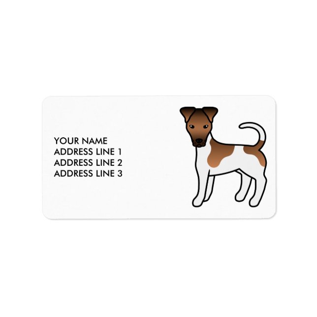 White And Tan Smooth Fox Terrier Cute Dog & Text Label (Front)