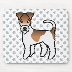 White And Tan Wire Fox Terrier Cute Cartoon Dog Mouse Mat