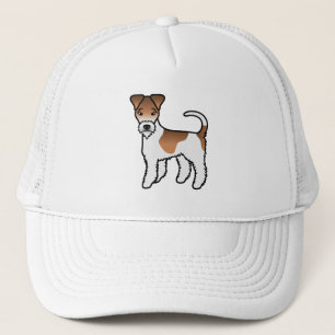 White And Tan Wire Fox Terrier Cute Cartoon Dog Trucker Hat