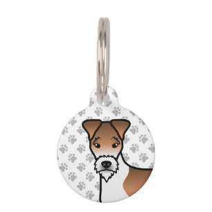 White And Tan Wire Fox Terrier Cute Dog Head Pet Tag
