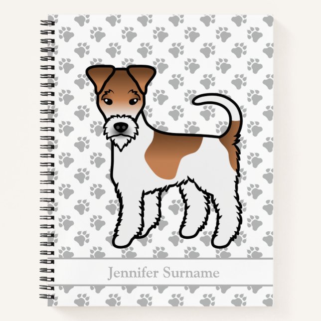 White And Tan Wire Fox Terrier Cute Dog & Name Notebook (Front)