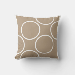 White and taupe with circles modern pillow