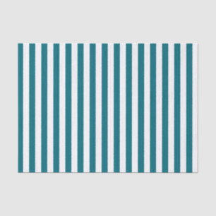 White and Teal Blue Stripes Tissue Paper
