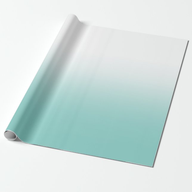 White and Teal Ombre Wrapping Paper (Unrolled)