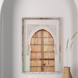White and Terracotta Moroccan Door Poster