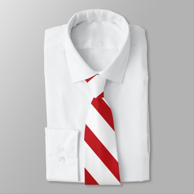 White and Thin Crimson University Stripe Tie (Tied)