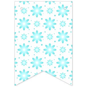 White and turquoise delicate daisy, dots pattern bunting