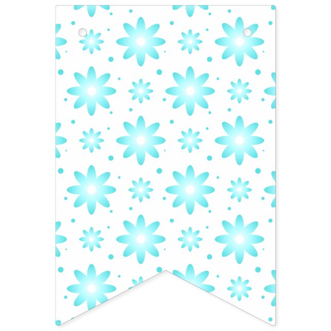 White and turquoise delicate daisy, dots pattern  bunting  (First Flag)