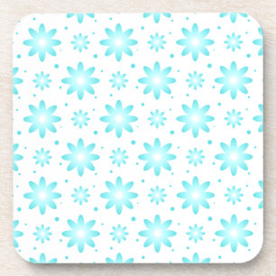 White and turquoise delicate daisy, dots pattern  coaster