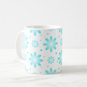 White and turquoise delicate daisy, dots pattern coffee mug
