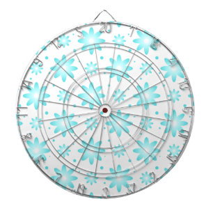 White and turquoise delicate daisy, dots pattern  dartboard