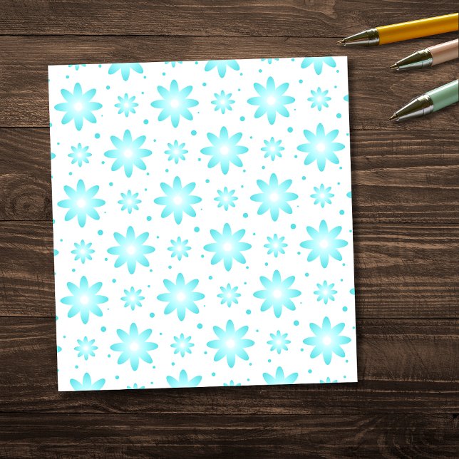 White and turquoise delicate daisy, dots pattern  notepad (Creator Uploaded)