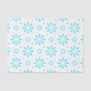 White and turquoise delicate daisy, dots pattern tissue paper