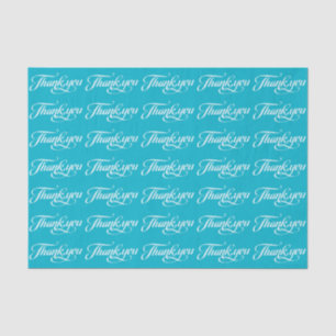 White And Turquoise Thank You Pattern Tissue Paper