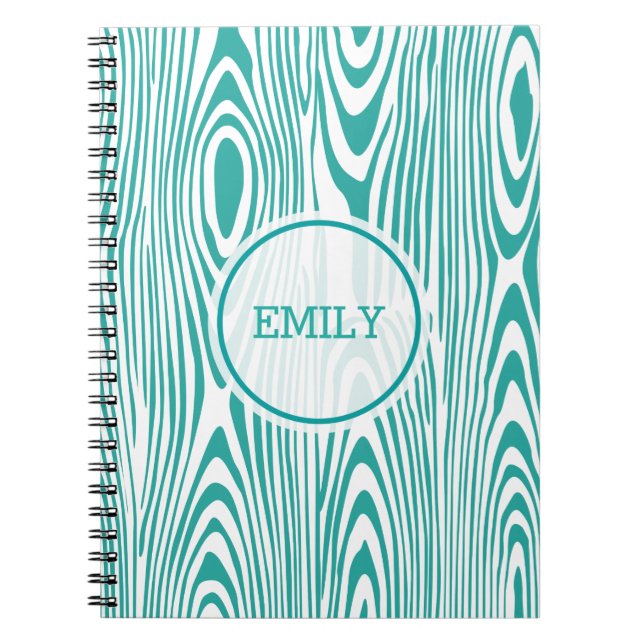 White And Turquoise Wood Grain Notebook (Front)