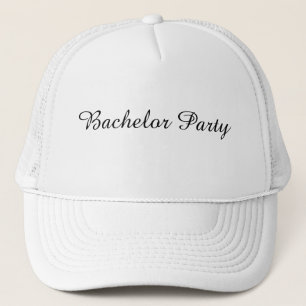 White and White Colour Bachelor Party Text Trucker Hat