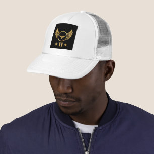 White and White Custom H Letter Image Monogram-Cap Trucker Hat