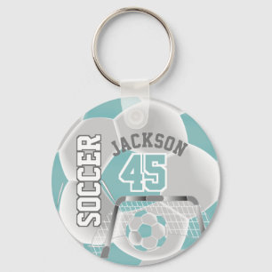 White and White Soccer ⚽ Ball  Sport Key Ring