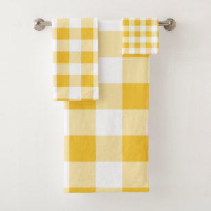 White and Yellow Buffalo Plaid Pattern Towel