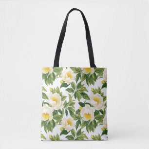 White and yellow Claire de Lune peonies Tote Bag