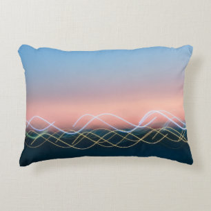White and yellow curve lines decorative cushion