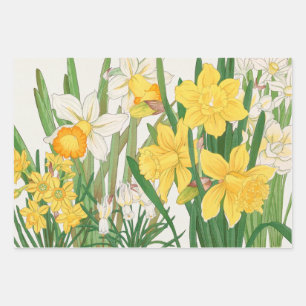 White and Yellow Daffodil Flowers Garden Delight Wrapping Paper Sheet