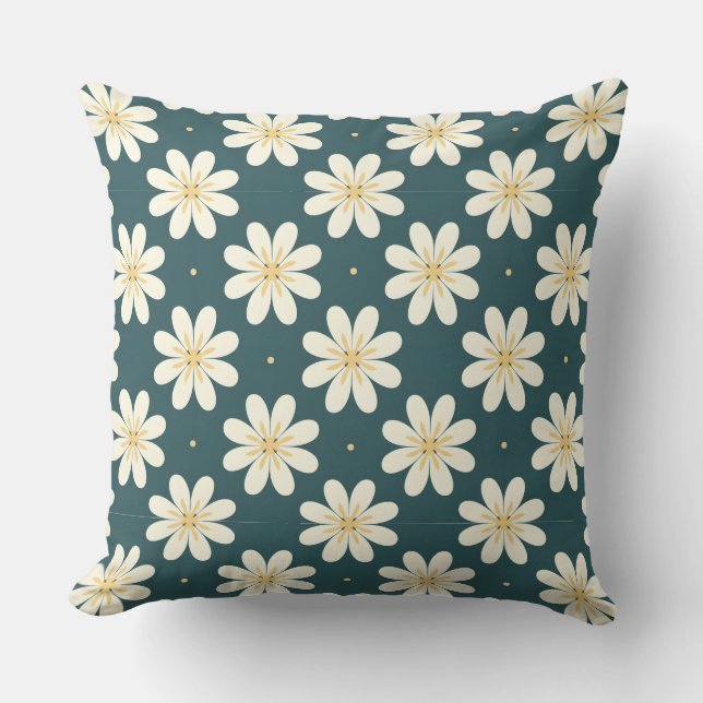 White and Yellow flower pattern Cushion (Front)