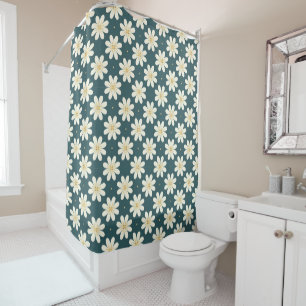 White and Yellow flower pattern Shower Curtain