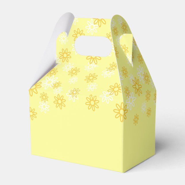 White and Yellow Flowers on Pastel Yellow Favour Box (Back Side)