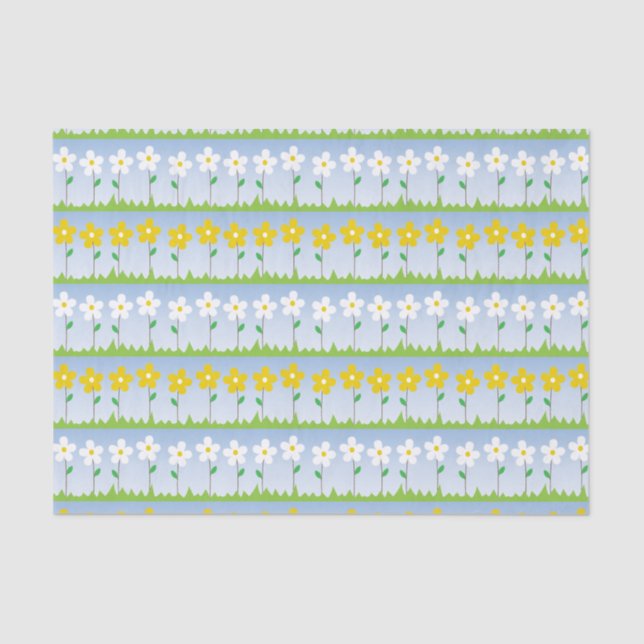 White and Yellow Flowers Tissue Paper (Front)