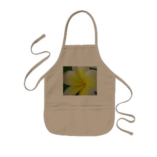 White And Yellow Frangipani Flower Kids Apron