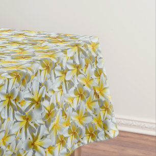 White And Yellow Frangipani Flowers, Tablecloth