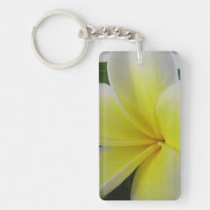 White And Yellow Frangipani Key Ring