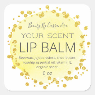 White And Yellow   Gold Dots Lip Balm Labels