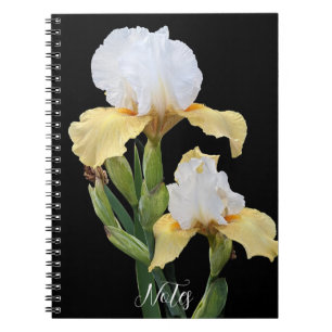 White and Yellow Irises Floral Notebook