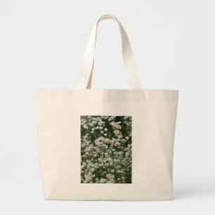 White and Yellow Mini little Daisy Aster flowers Large Tote Bag
